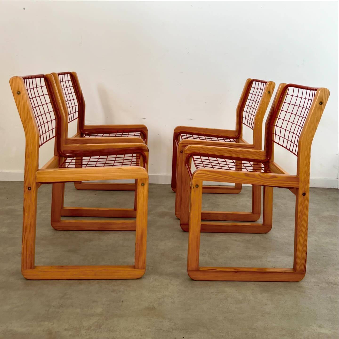 Lot 4 chaises  design Knut et Marianne Hagberg pour Ikea 1982 vintage métal et bois