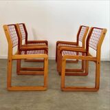 Lot of 4 Knut and Marianne Hagberg designer chairs for Ikea 1982 vintage metal and wood