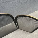 1960s brass fireplace screen, vintage spark guard