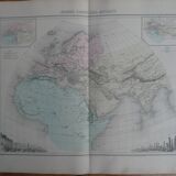 Ancienne carte du monde connu des anciens - 1893