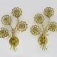 Grande paire d'appliques murales vintage Palwa fleurs cristal et laiton à 4 feux. Années 70