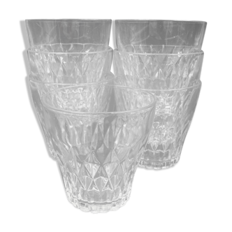 Set of 7 vintage Vereco glasses with diamond tips - around 1960