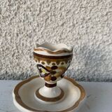 Coquetier ancien peint à la main céramique émaillée de Quimper numéroté, vintage et collector