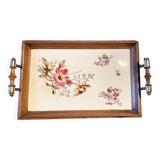 Old wood and ceramic tray 1900
