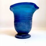 Vase glass Murano frosted blue 70s Height 28.5 cm