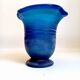 Vase glass Murano frosted blue 70s Height 28.5 cm