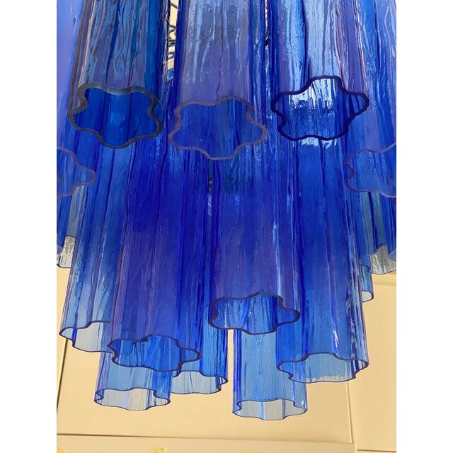 Contemporary blue "tronchi" murano glass sputnik chandelier