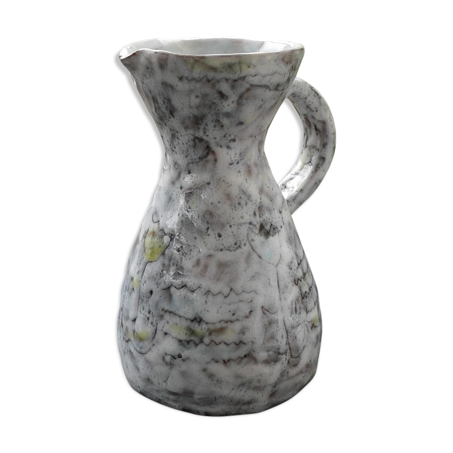 Small pitcher, ceramic, tulip decors. vintage