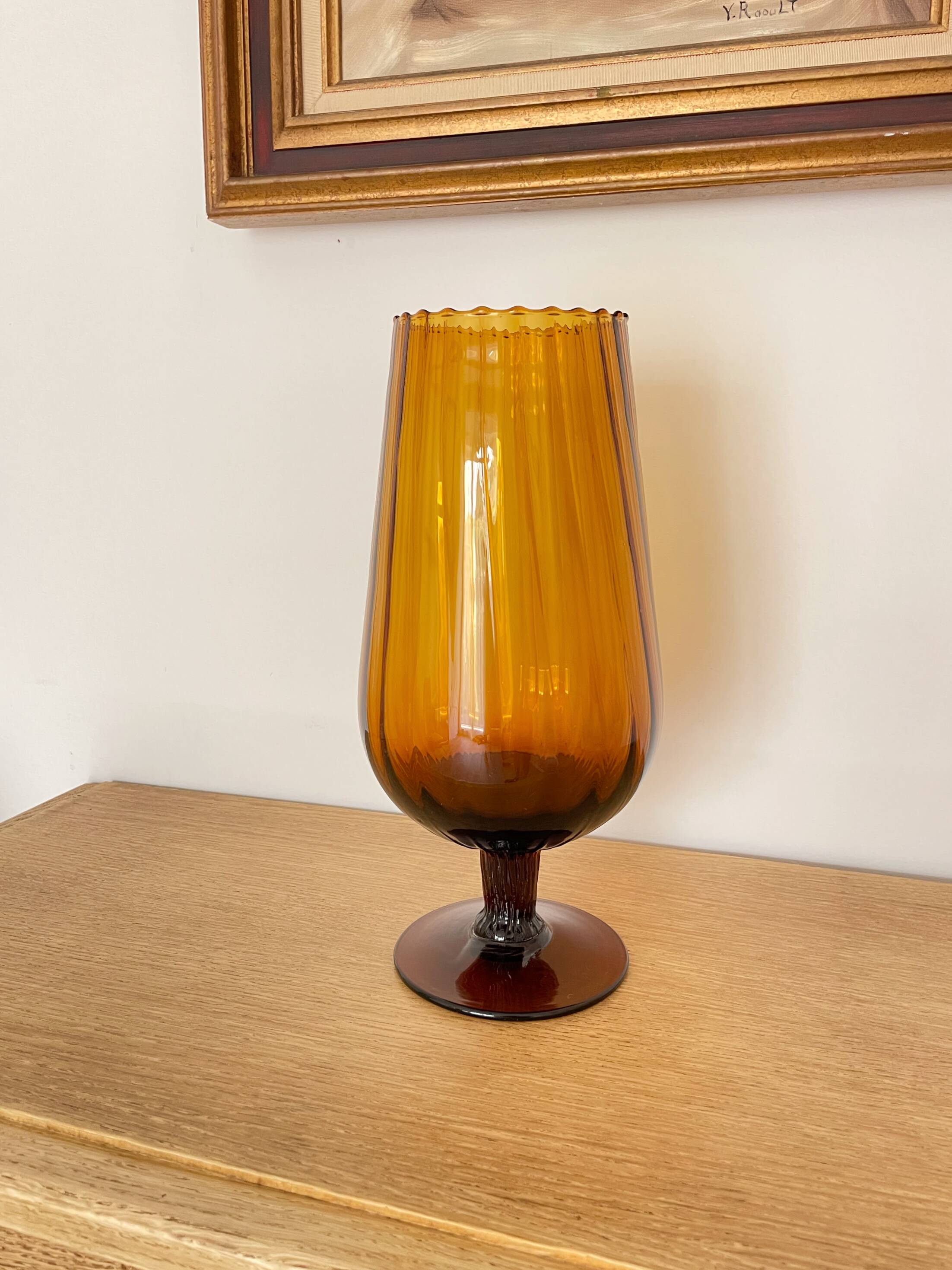 Large amber vase from the 1960s.