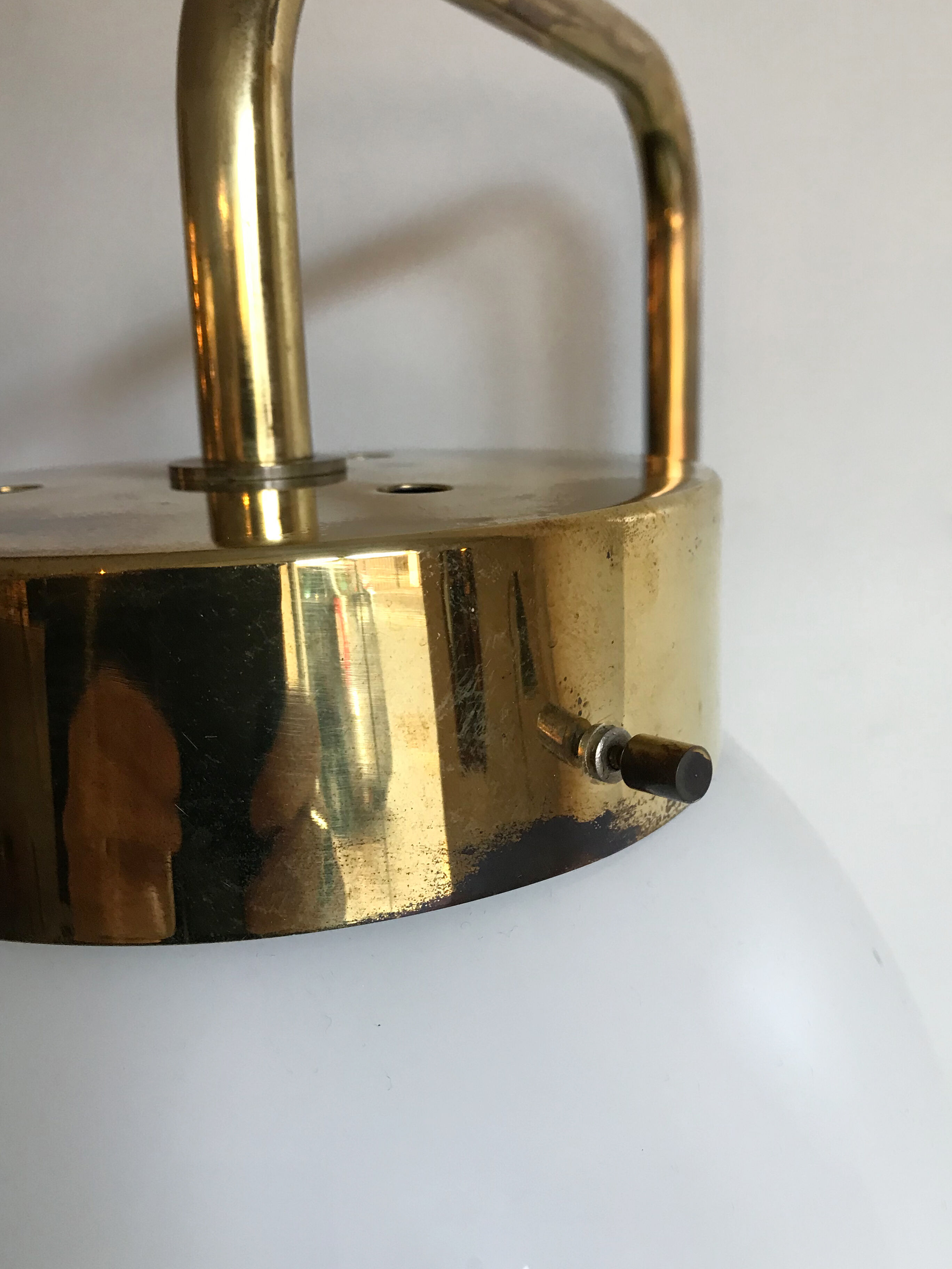 Sergio Mazza for Artemide, Italian "Delta" glass brass wall lamp 1960s