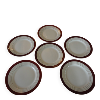 Digoin sarreguemines opaque porcelain dinner plates, pasteur pattern