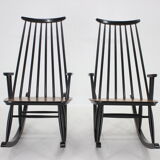 1960s Pair of Varjosen Puunjalostus Beech Rocking Chair, Finland