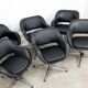 Chaise pivotante vintage en simili cuir noir italien et chrome