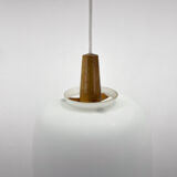 1960s Wood and Glass Pendant Light by ULUV, Czechoslovakia, Marked by Manufacturer