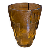Vintage Art Deco Style Orange Amber Moulded Glass Vase