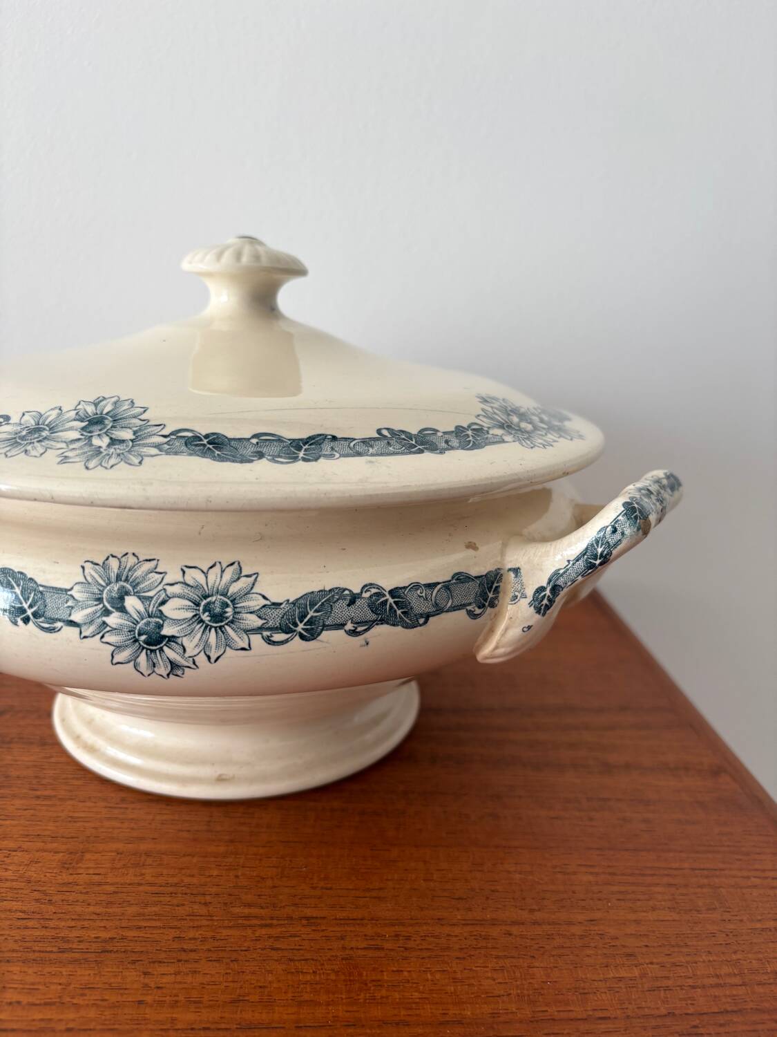 Blue ironstone soup tureen Longchamp model Denise