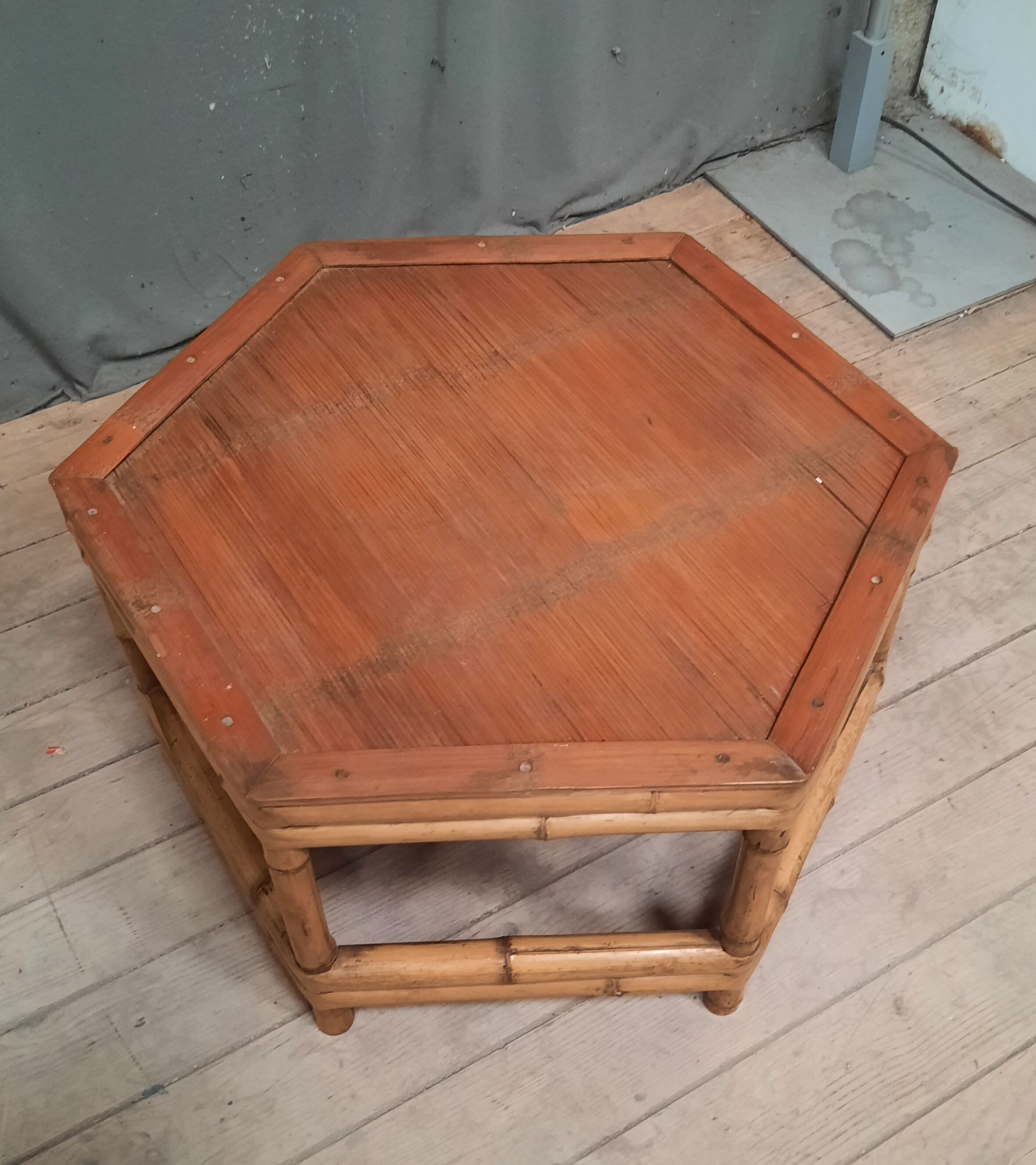 Hexagonal bamboo coffee table