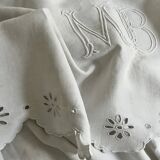 Antique linen, embroidered sheet with monogram (model 1)