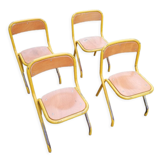 Lot de 4 chaises d'écolier vintage