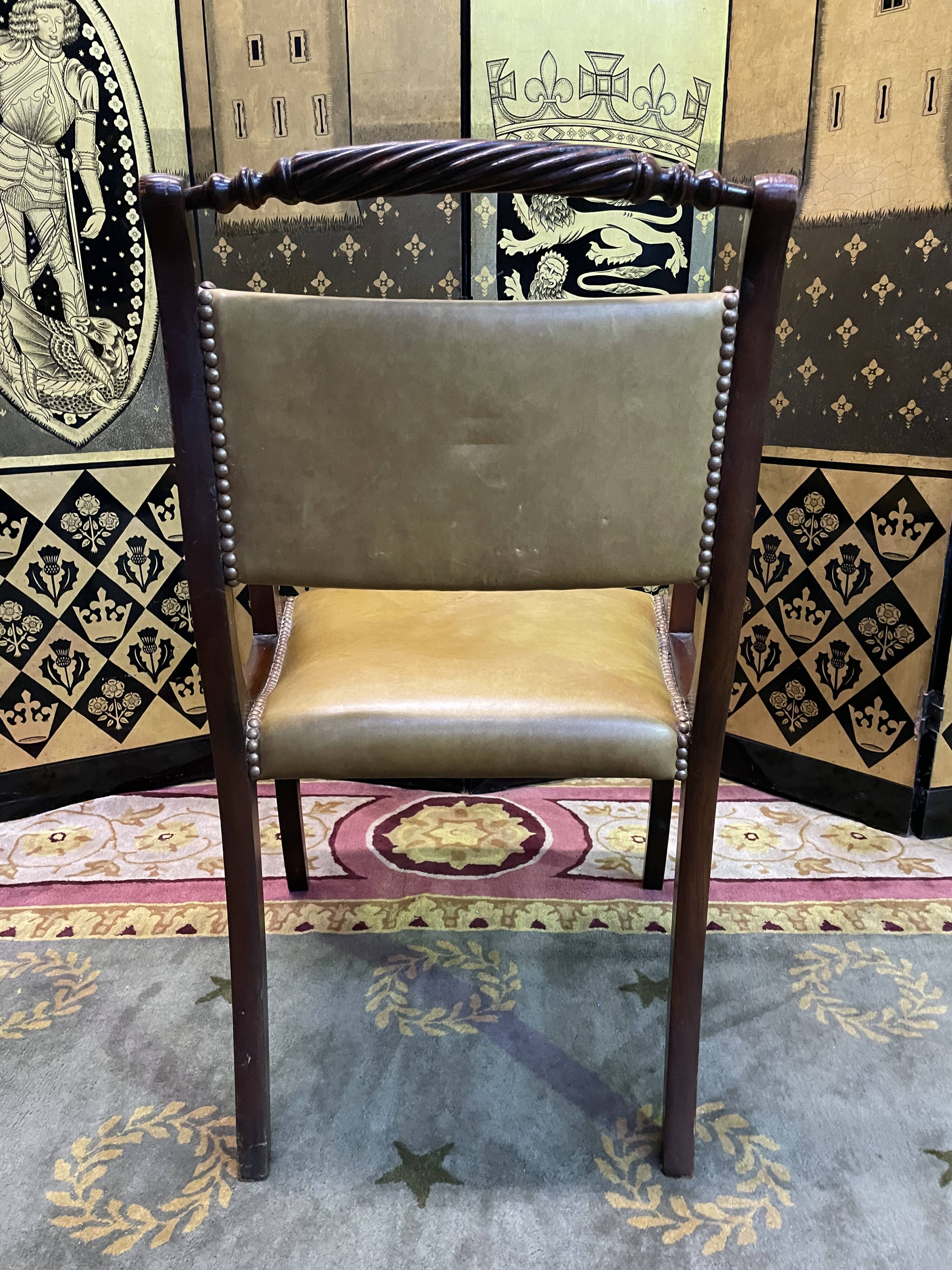 English office armchair mahogany and leather