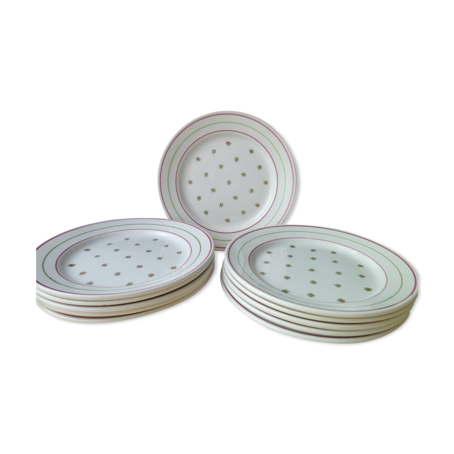 Set de 10 assiettes à dessert en porcelaine opaque de Lunéville KG Modèle Yvelise