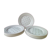 Set of 10 dessert plates in opaque porcelain by Lunéville KG Modèle Yvelise