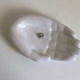 Vide poche en céramique émaillée blanc en forme de grande main, 1990