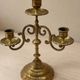 Three-light candelabrum in engraved brass — France, circa 1900