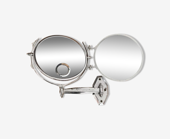 Vintage illuminated adjustable mirror, Double Brot, France 1950