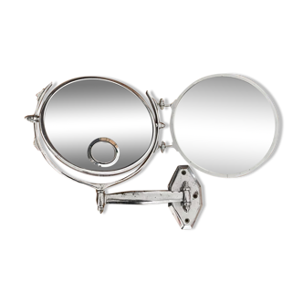 Vintage illuminated adjustable mirror, Double Brot, France 1950