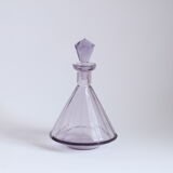 Art deco faceted violet crystal liquor carafe, Bohemia 1930s.