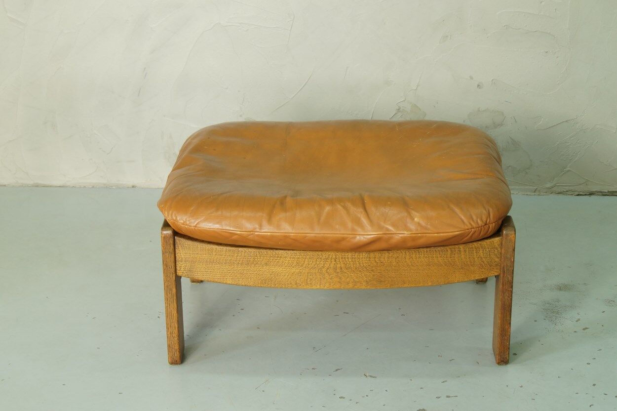 Danish leather ottoman, 1970