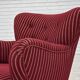 Fauteuil danois des années 1960, en laine de meuble rayée rouge, pieds en bois de chêne.