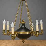 Empire-style chandelier in finely chiselled and gilded bronze