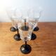 Set of 6 black stem wine glasses