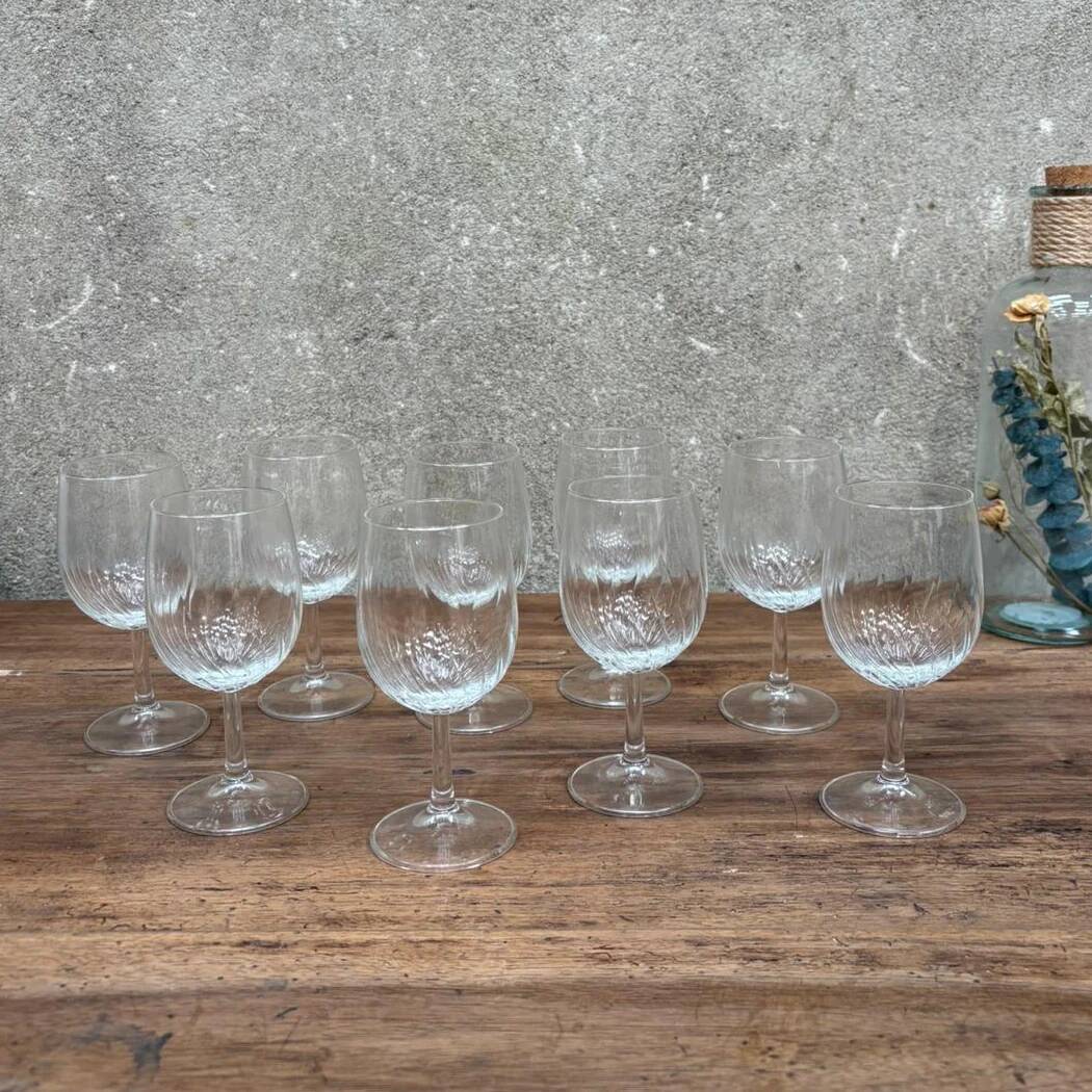 Set of water glasses on stems