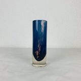Vintage blue glass roller vase