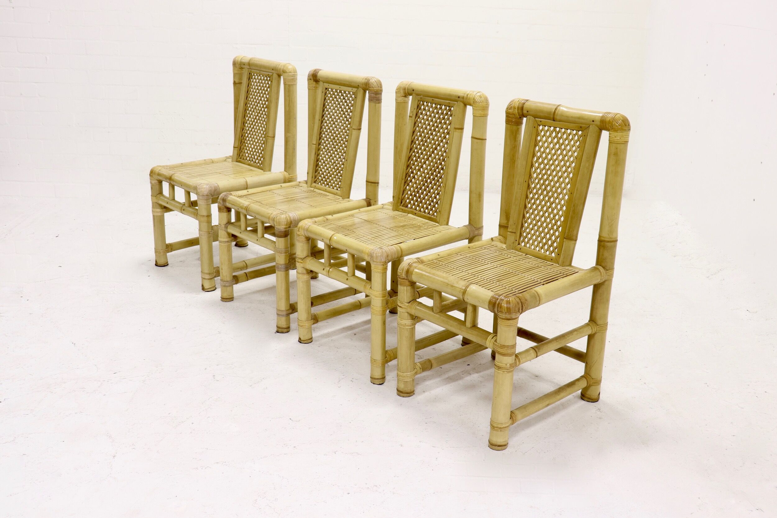 Bamboo dining chairs in tropicalist style 1970