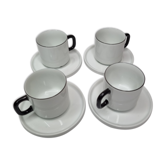 Ensemble de quatre tasses à café en porcelaine Friesland Germany de style Art Déco