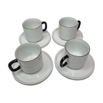 Set of four Friesland Germany porcelain coffee cups in Art Deco style