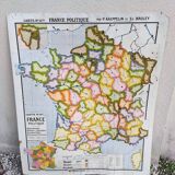 Vintage political map of France