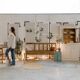 Vaisselier vintage en bois - couleurs lin