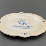 Pair of polylobed dishes XIXth decoration of dragon and bird