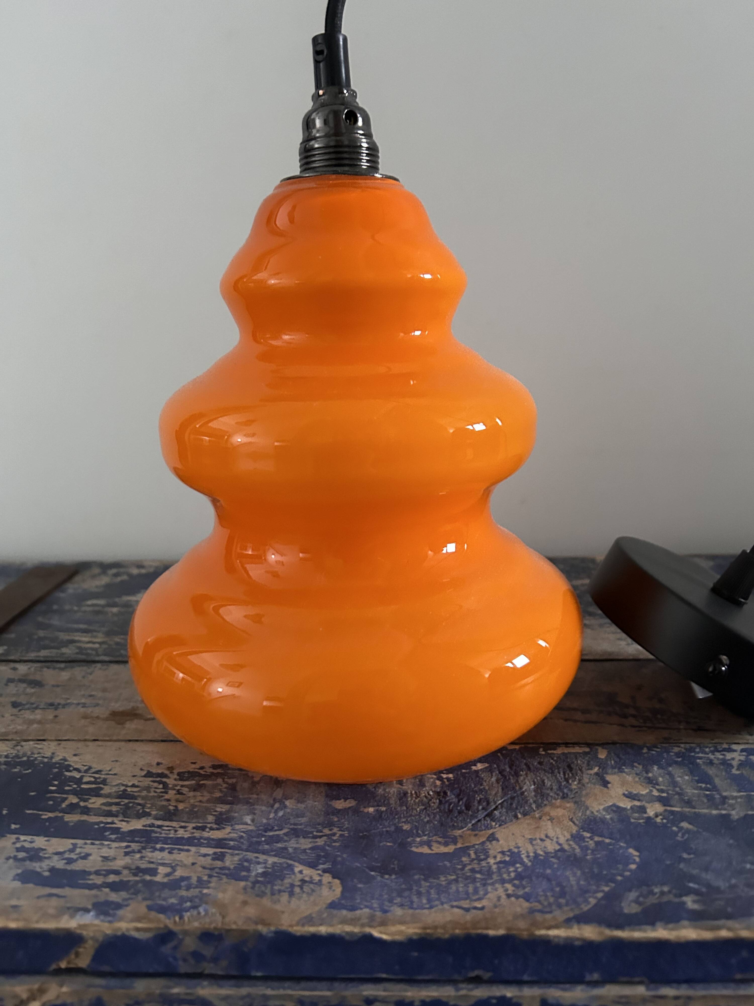 Orange opaline pendant light