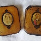 Ancient metal chocolate boxes with royal portraits