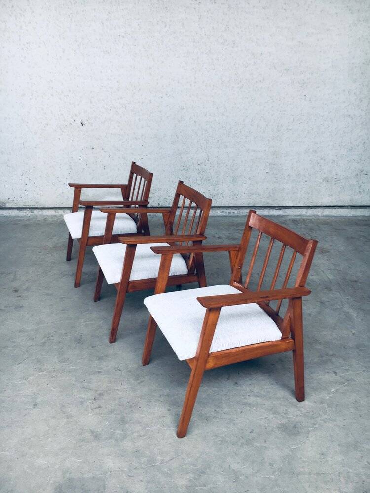 Mid-Century Modern Dutch Armchair Set, Netherlands, 1950s, Set of 3