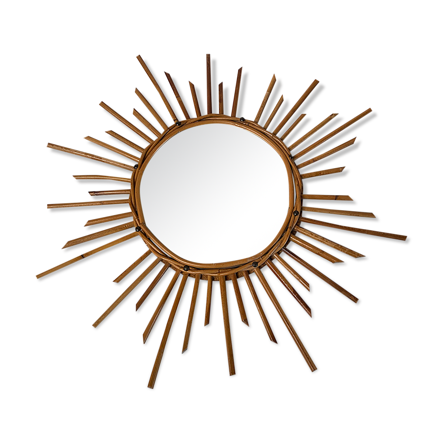Vintage sun rattan mirror  - 53cm