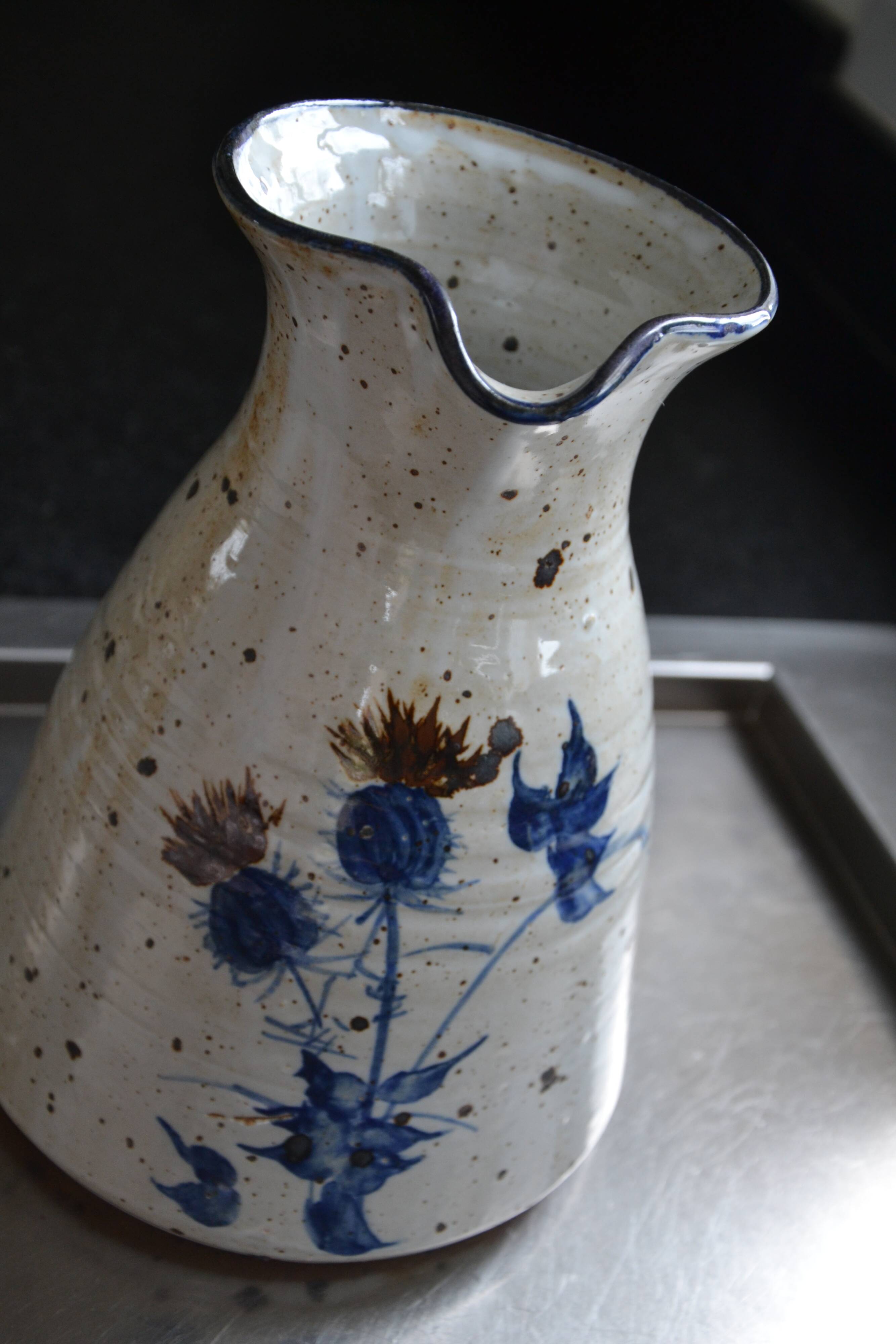 Large pyrite stoneware pitcher attributed to Guy Roland Marcy