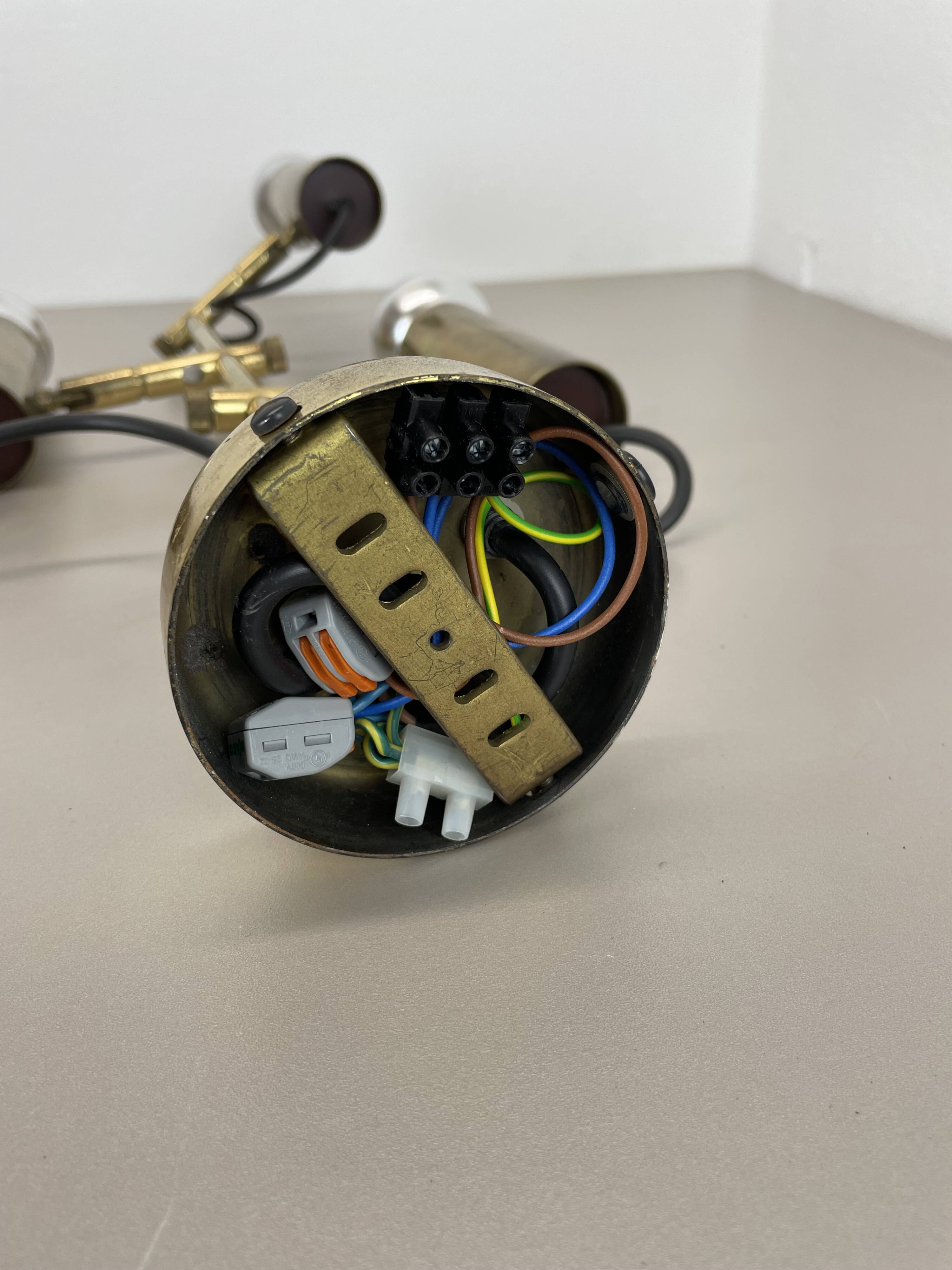 Unique 3-spot brass ceiling light koch and lowy style omi lighting germany, 1970