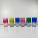 Set of 6 coloured double crystal long drink glasses, 1970s, Eastern Europe.